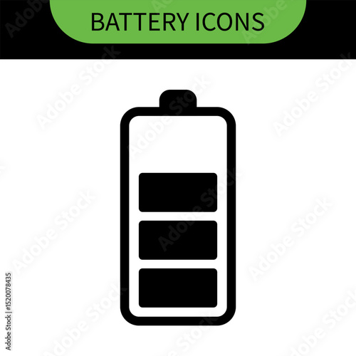 A battery icon with charge levels from full (green) to low (red), with a charging symbol on the first, representing power, energy storage, and readiness for use in electronic devices