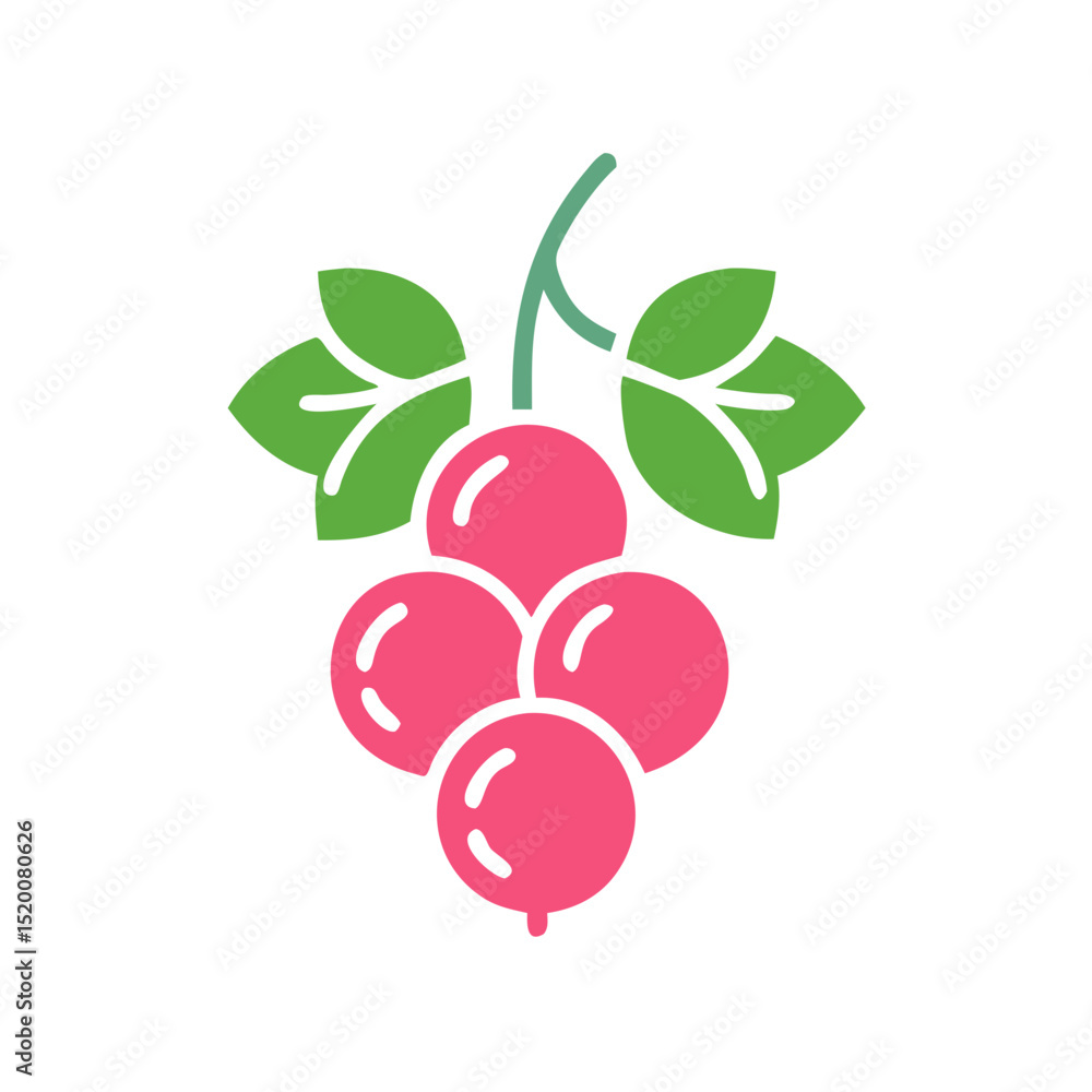 Obraz premium Pink gooseberries with green leaves in minimalist design 