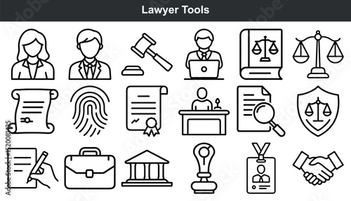 Lawyer tools icons legal justice law firm symbols