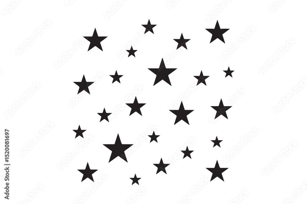 Stars in sky silhouette vector art illustration on white background Stars in sky silhouette vector art illustration on white background