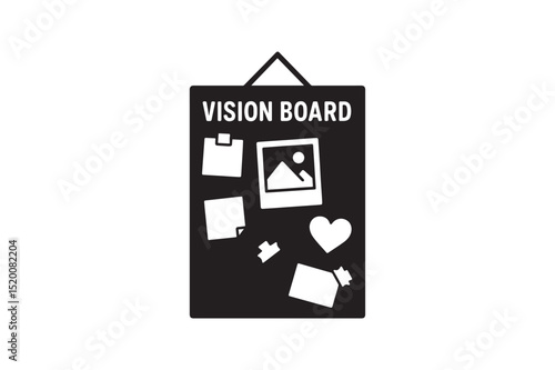 Vision board silhouette vector art illustration on white background