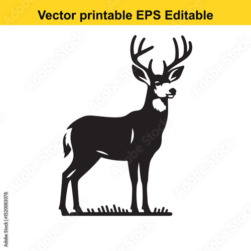 Majestic Mule Deer Silhouette: A Vector Printable EPS Graphic