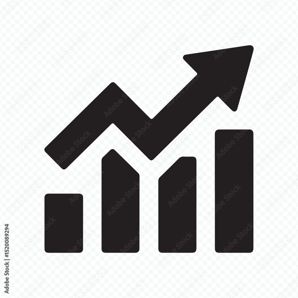 Black Bar Graph Vector Showing Positive Trend Black Bar Graph Vector Showing Positive Trend