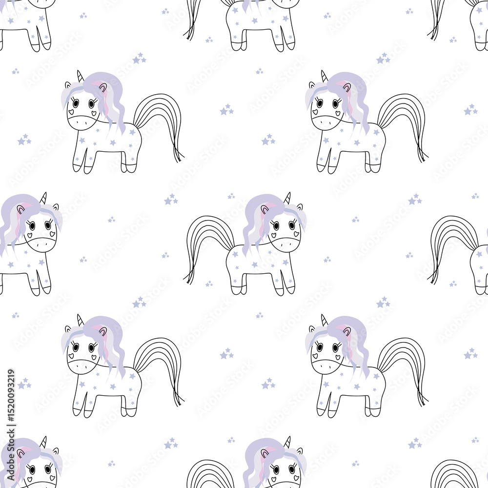 Obraz premium seamless pattern with unicorns in childish style