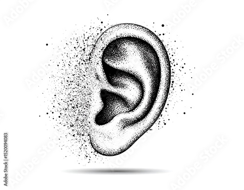 Ear dissolving into dots