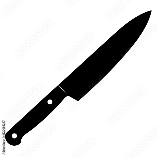 Sharp kitchen knife black and white silhouette vector illustration