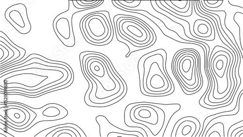 Topography contour mapping design in aged expedition format, featuring rugged landforms, detailed elevation lines, suitable for vintage travel posters, outdoor infographics, educational geography tool
