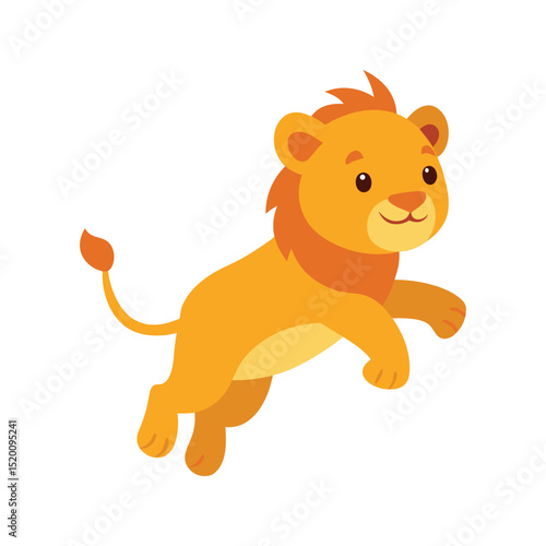 baby lion jumping vector