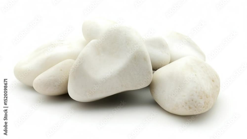 A collection of smooth, white stones arranged artistically on a clean, white background A collection of smooth, white stones arranged artistically on a clean, white background