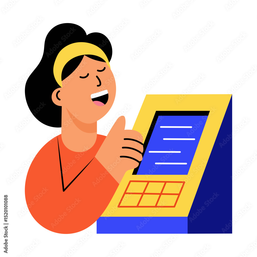 A flat style illustration showing a person with running terminal A flat style illustration showing a person with running terminal