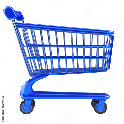 Blue shopping cart isolated on transparent background