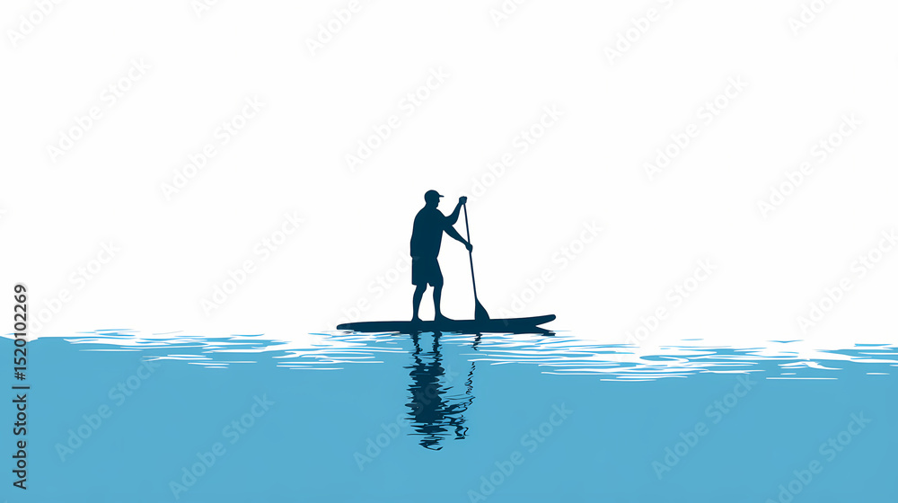 Naklejka premium Paddleboard Adventure Logo: Simple Flat Vector Design for Stand-Up Paddleboarding Water Sport Graphic and Active Lifestyle Brand Identity 