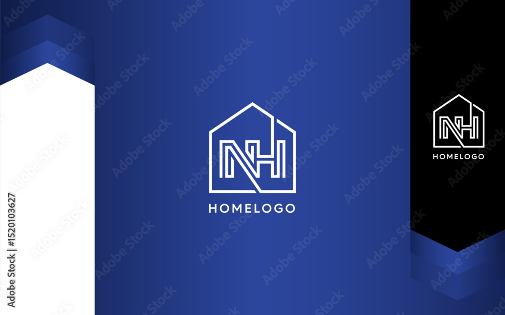 Letter NH Home and Building Logo Letter NH Home and Building Logo