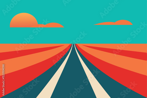 vector illustration of a long, straight highway