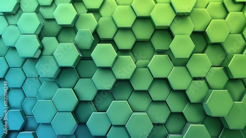 Wallpaper Mural Hexagonal green background texture placeholder, radial center space, 3d rendering background Torontodigital.ca