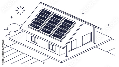 Solar panel installation on house roof for renewable energy and sustainable living environmentally friendly home