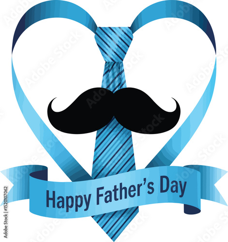 Celebrate father's day with this festive design featuring a stylish tie, mustache and heart-shaped ribbon a perfect greeting card illustration