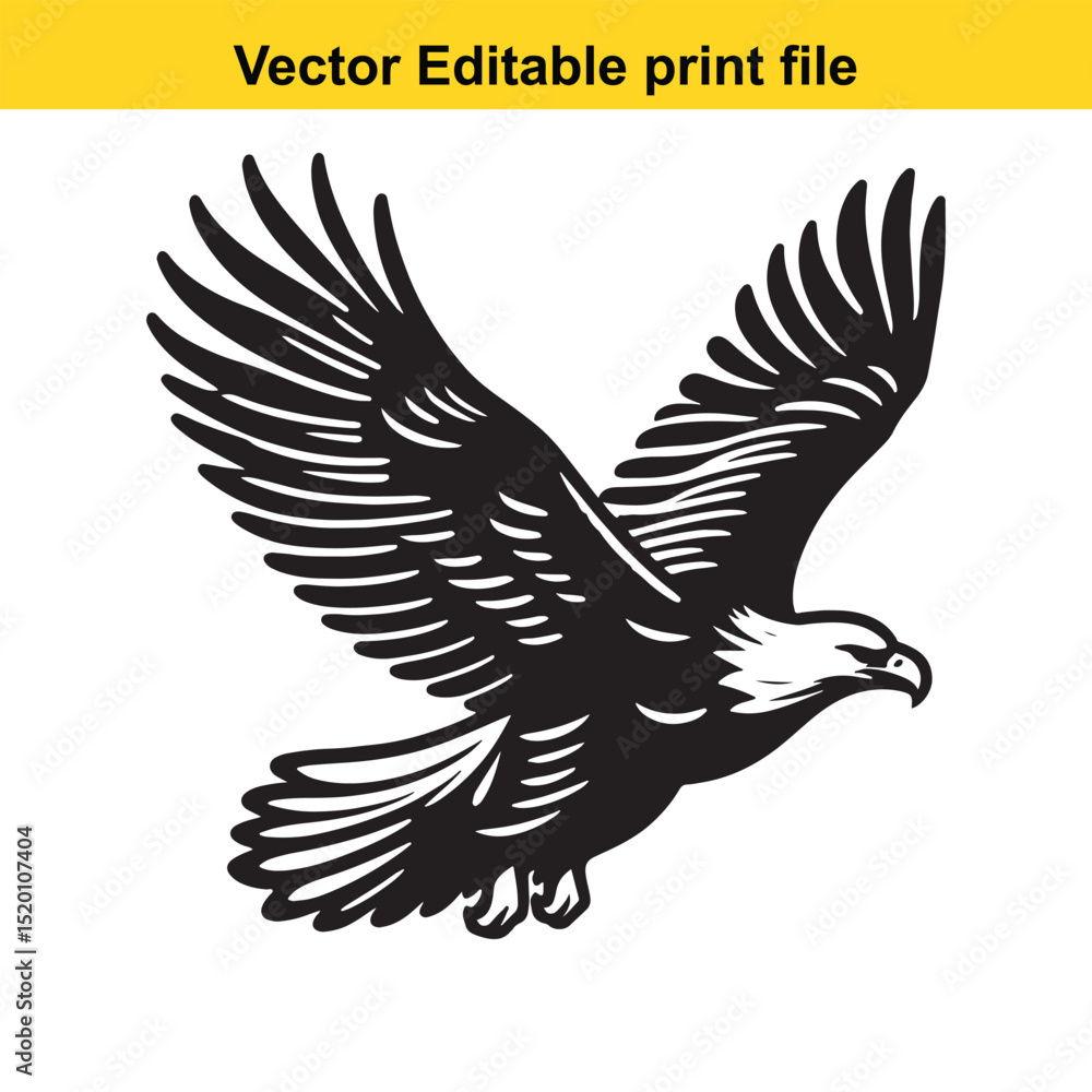 Obraz premium Majestic Eagle in Flight: A Vector Illustration for Print