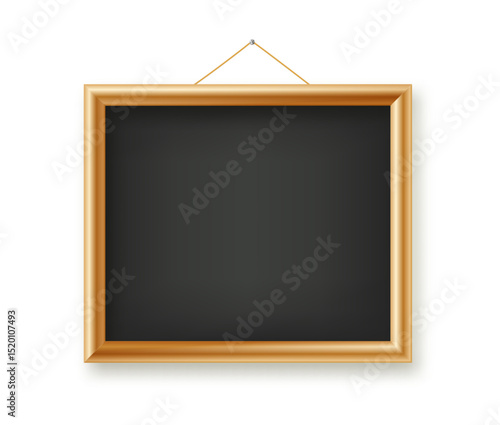Signboards in a wooden frame hanging . Restaurant menu board. School vector chalkboard, writing surface for text or drawing. Blank advertising or presentation boards. Vector.