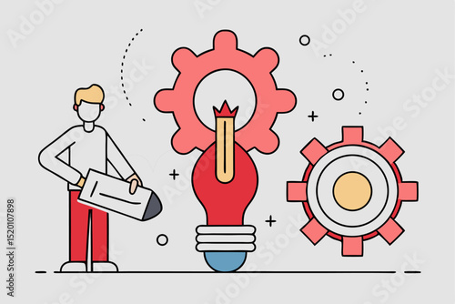 Creative concept, work innovation, idea creation, work efficiency, creative workflow, work progress, solution - finding, professional growth, work plan, creative control.