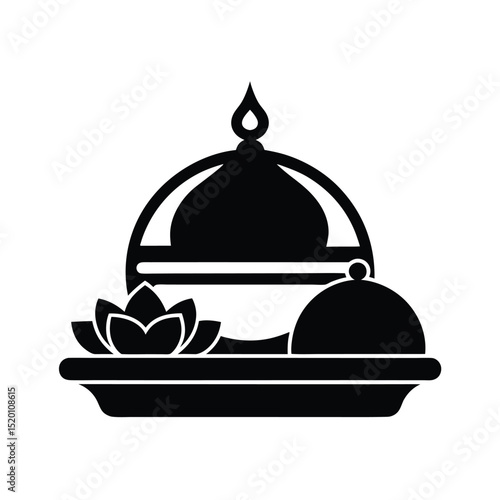 vector illustration of a thali line icon