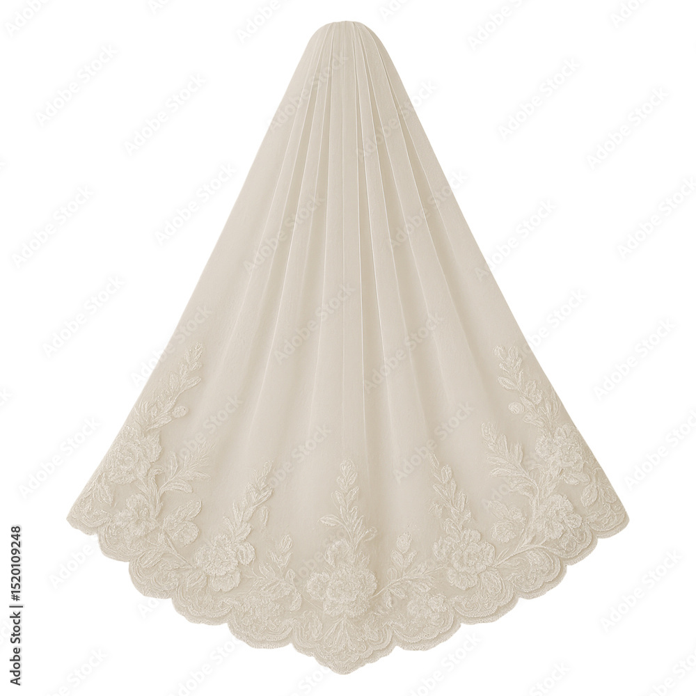 Elegant Ivory Bridal Veil with Delicate Floral Lace Trim Wedding Accessory Elegant Ivory Bridal Veil with Delicate Floral Lace Trim Wedding Accessory