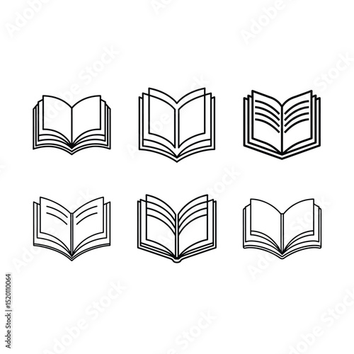Editable open book icon vector for digital design, education, and creative projects.

