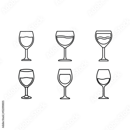 Elegant Wine Glass Icon Vector – Perfect for Beverage & Restaurant Designs