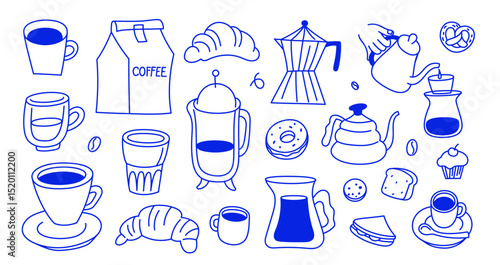 Vector hand drawn graphics for advertising, branding, posters and banners, funny cartoon illustrations, prints and stickers, brunch cafe , bakery concepts, specialty coffee shops  menu elements