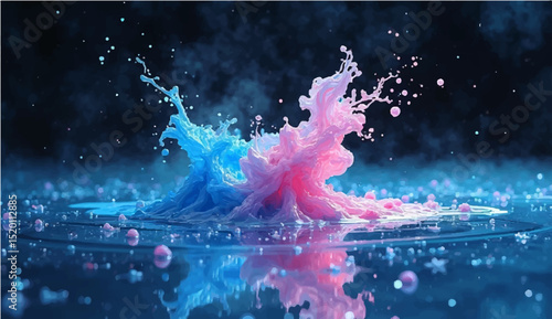 Vibrant abstract fractal with stars evokes a cosmic journey through nebulae and galaxies, perfect for a fantasy or science fiction backdrop