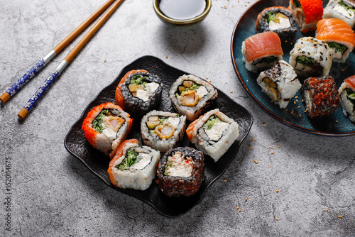 fFesh sushi set traditional japanese food