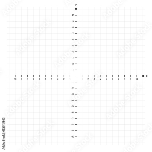 Cartesian coordinate system. Blank Cartesian coordinate system in two dimensions with X and Y axes. Black grid with axes for a math graph. Vector