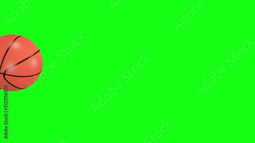 The basketball is rolling from right to left Green Background