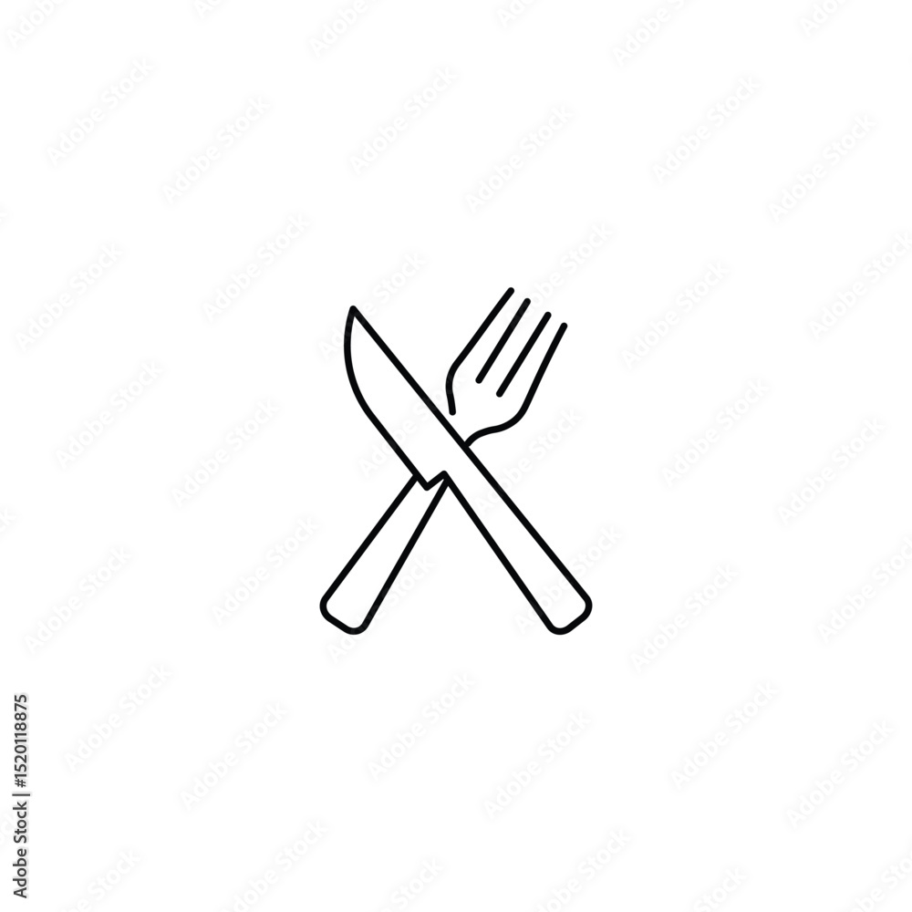 Fototapeta premium Fork and Knife Icon – Minimalist Restaurant, Cafe, and Food Logo Vector