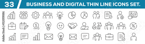 Finance and business line icons collection. Data analysis line icons set. Big UI icon set in a flat design. Thin outline icons pack. Vector illustration EPS10