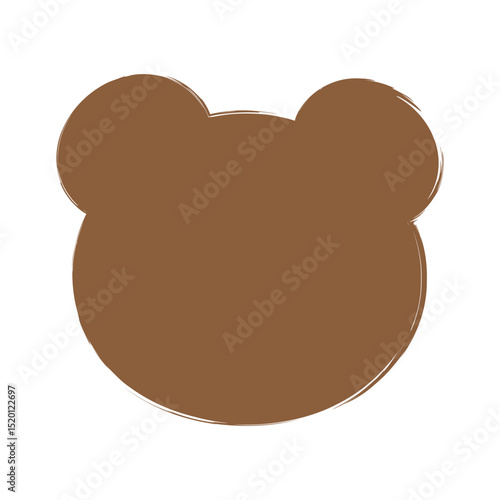 Brown grunge animal face silhouette. Bear head on isolated background. Vector illustration.