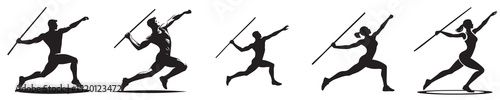 vector silhouette of javelin throwing athlete
