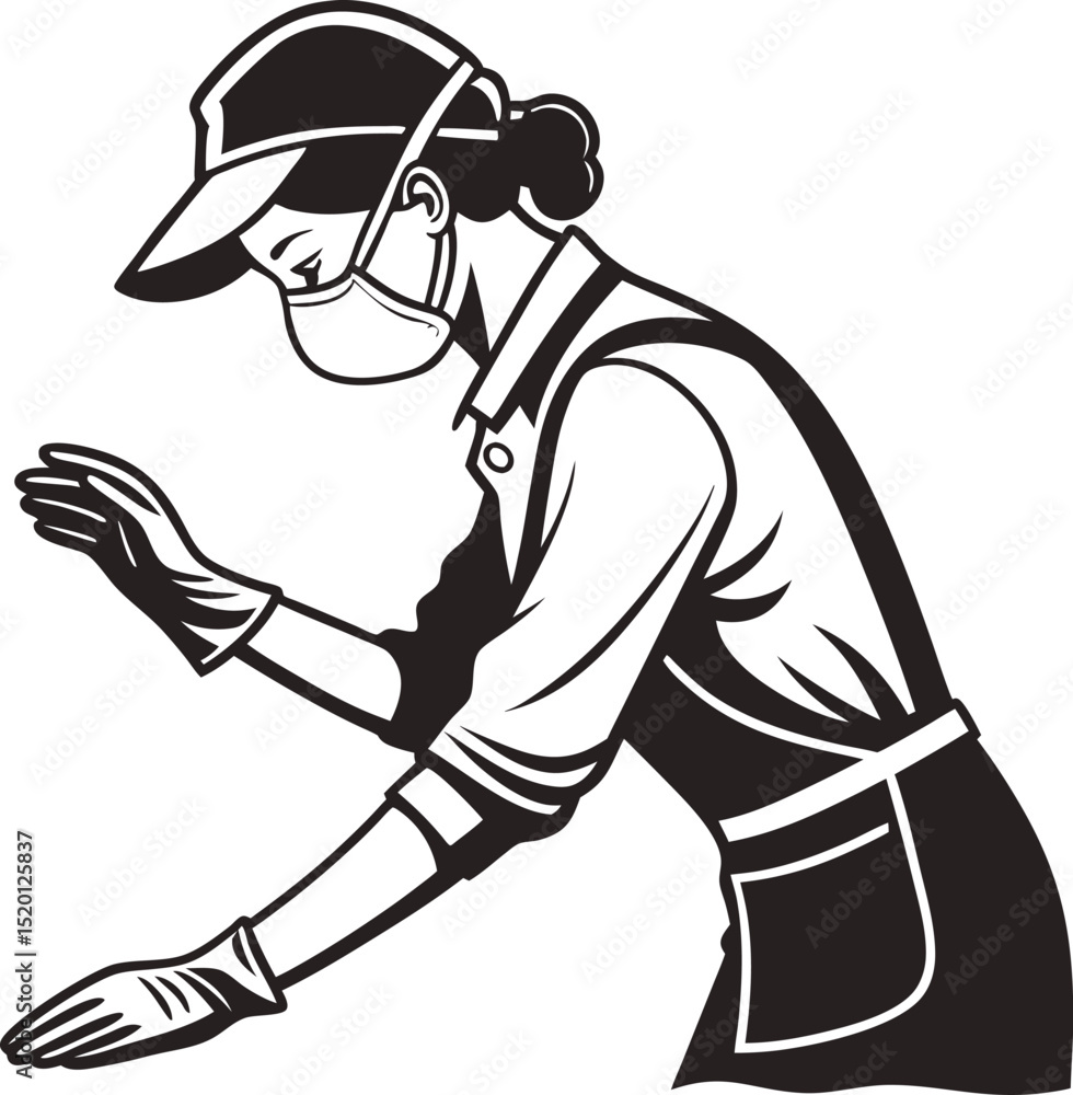 Fototapeta premium vector illustration of a woman cleaning silhouette vector icon