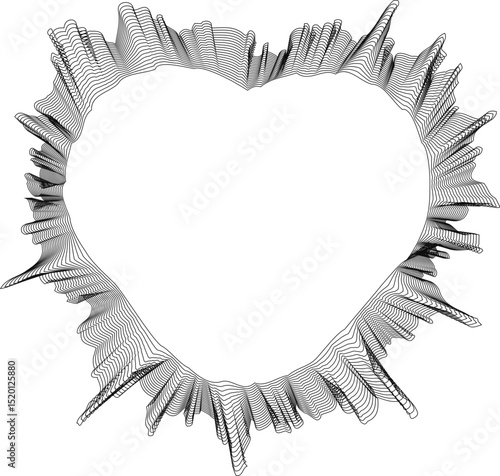 Hollow-centered form with smooth, fluid-like rays extending outward in an uneven blot arrangement.