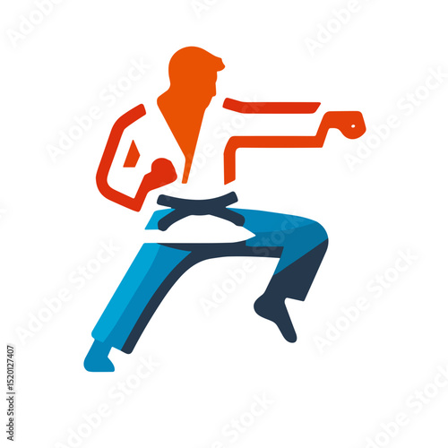 Dynamic vector illustration of skilled karate practitioner in motion representing martial arts discipline and power on transparent background for digital art and sports visuals