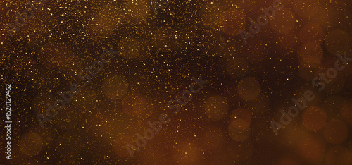 Dark brown panorama background with golden sparkling lights, holiday wallpaper, copy space © Prostock-studio