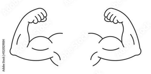 Strong muscular arms  outline vector icon , 
