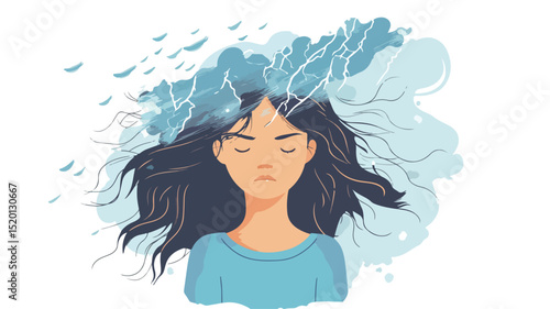 Psychology Conceptual Illustration for Understanding Anxiety and Coping Strategies