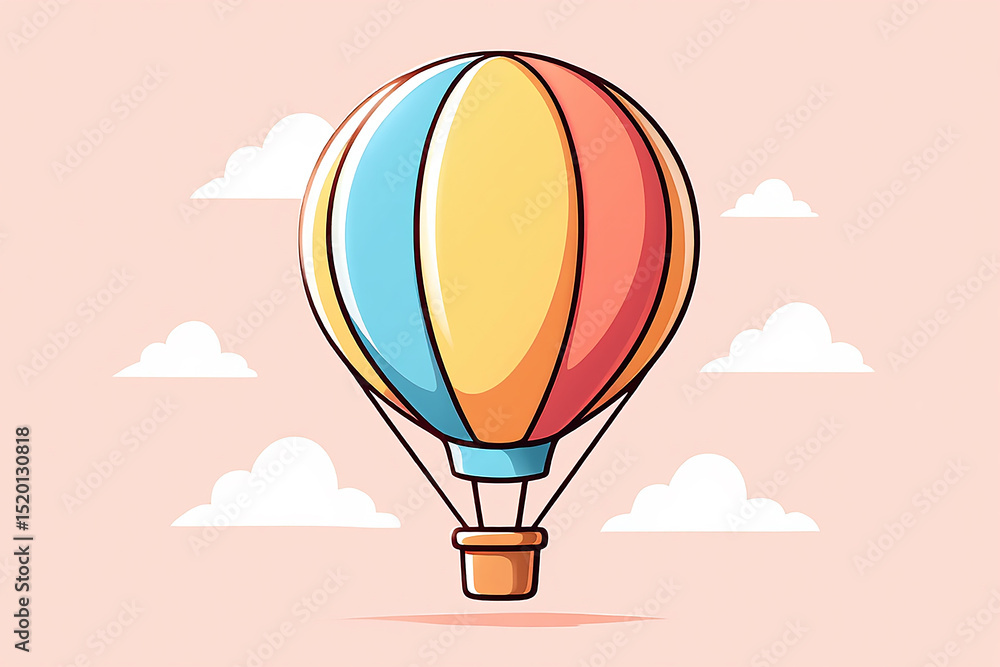 Obraz premium Cartoon Hot Air Balloon Illustration – 2D Vector 