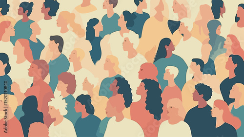 Diverse Crowd of People from Different Races and Nationalities Gathered Together