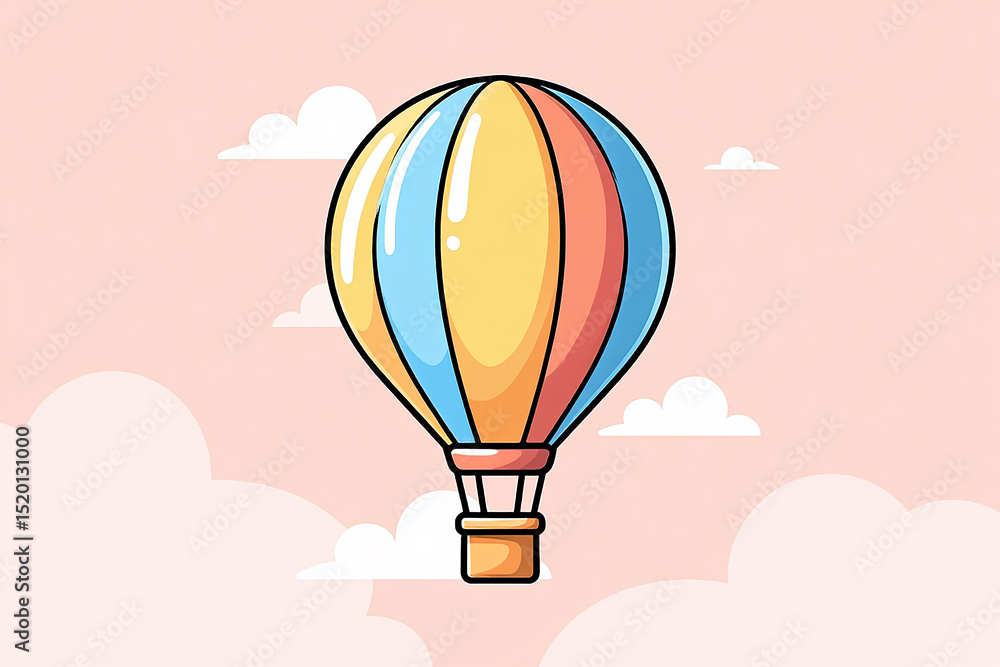 Fototapeta premium Cartoon Hot Air Balloon Illustration – 2D Vector 