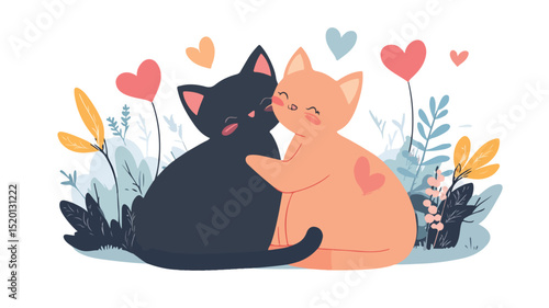 Adorable Cat Couple in Love: Animal Love Connection Captured Beautifully