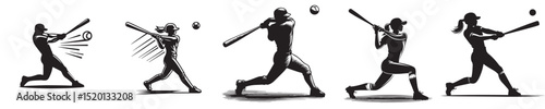 vector silhouette of baseball player