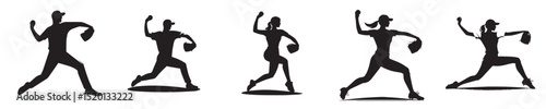 vector silhouette of pitcher baseball player