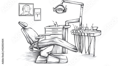 Professional Hand Drawn Dentist Drawing Vector Illustration